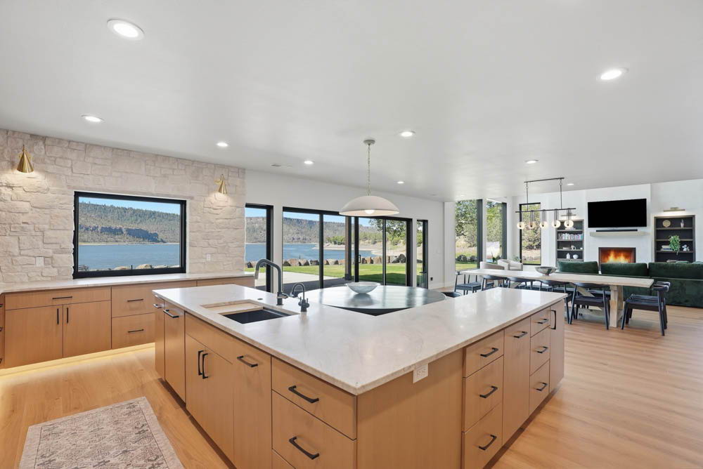 Main kitchen open to living and dining