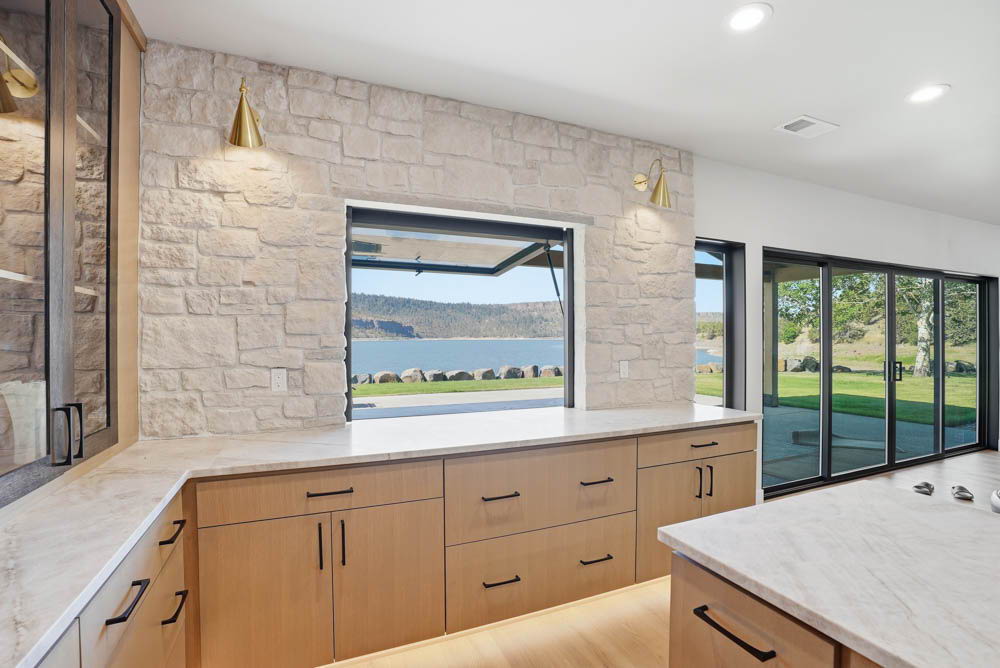 Kitchen pass-through window to outdoor grill