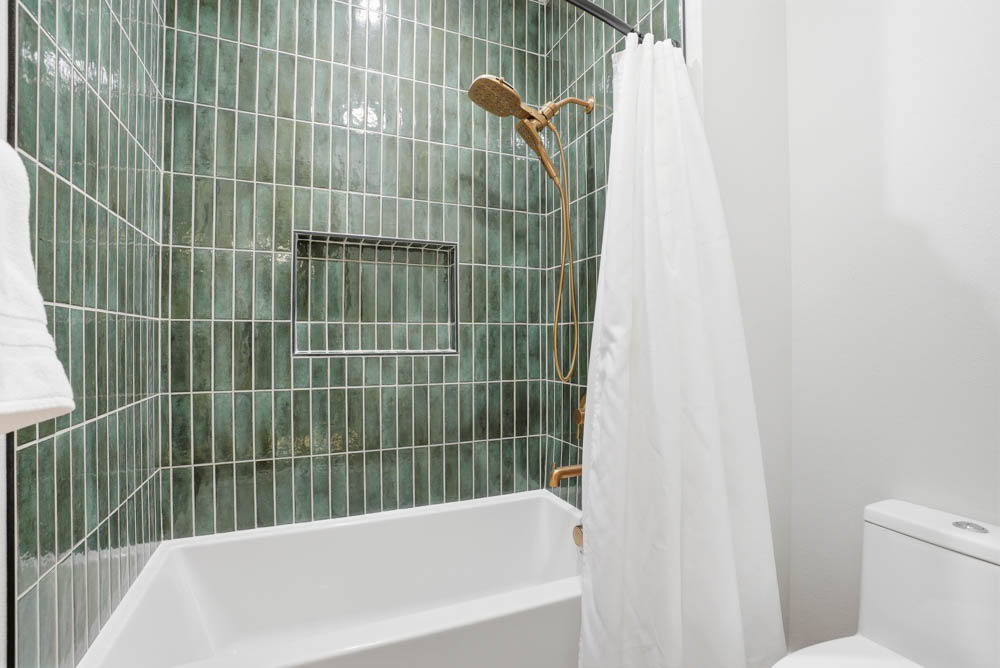 Green tile tub shower